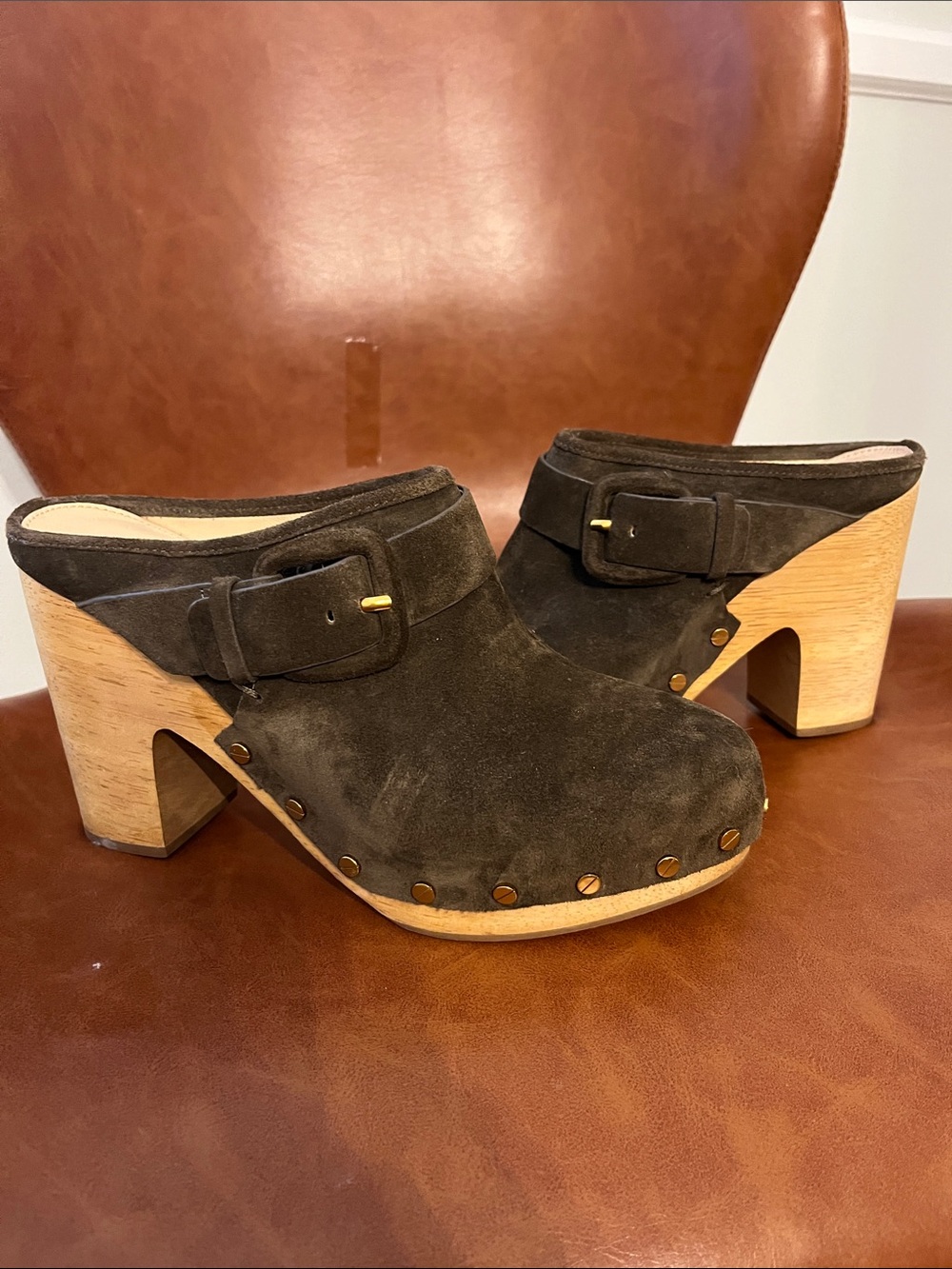 Veronica Beard suede studded clogs